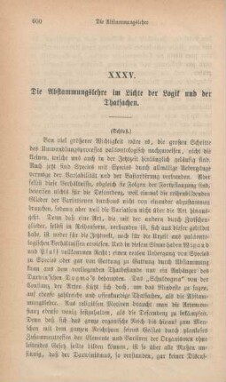 600-625 Die Abstammungslehre im Lichte der Logik und der Thatsachen : Schluß