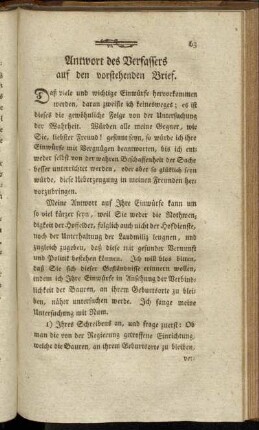 Antwort des Verfassers auf den vorstehenden Brief.
