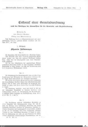 Entwurf einer Gemeindeordnung