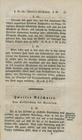 Zweiter Abschnitt. Von Vollstreckung der Execution.