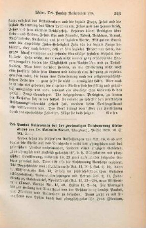223-224 [Rezension] Weber, Valentin, Des Paulus Reiserouten bei der zweimaligen Durchquerung Kleinasiens