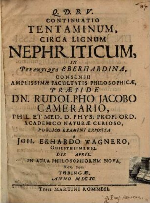 Continuatio tentaminum circa lignum nephriticum