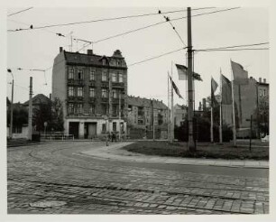 Blick auf Gebäude an der Ecke Bornaische Straße, früher Fritz-Austel-Straße 1, Leipzig