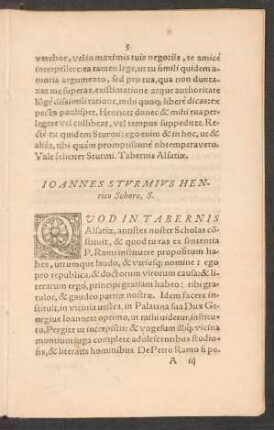 Ioannes Sturmius Henrico Schoro, S.
