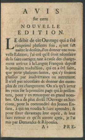 Avis sur cette Nouvelle Edition