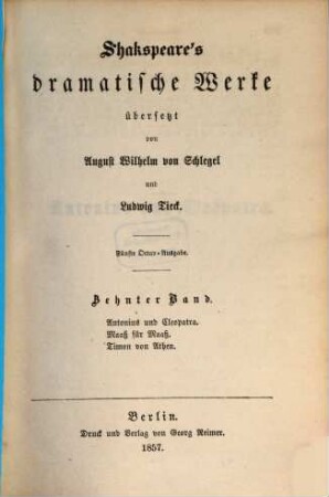 Shakspeare's dramatische Werke, 10