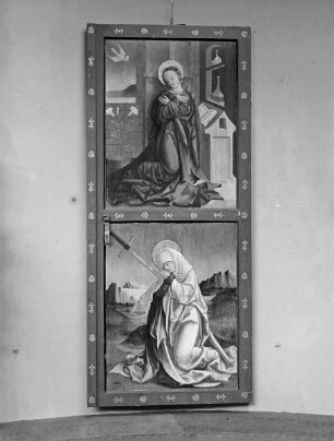 Altarflügel, Rückseite: Mariä Verkündigung und Maria als schmerzhafte Mutter
