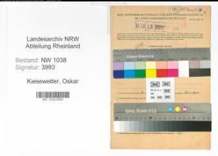 Entnazifizierung Oskar Kiesewetter , geb. 16.04.1896 (Beamter)
