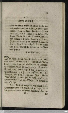 VIII. Despotismus