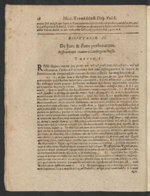 Disputatio II. De Iure & statu personarum
