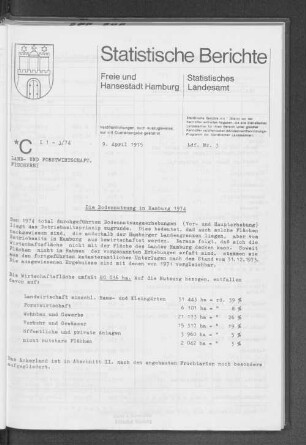 Die Bodennutzung in Hamburg 1974 : Lfd. Nr. 3