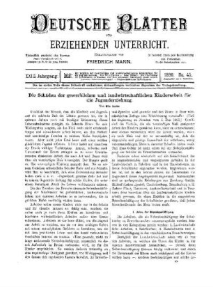 Die Schäden der gewerblichen und landwirtschaftlichen Kinderarbeit für die Jugenderziehung