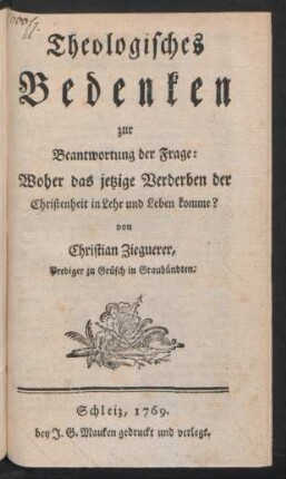 [1]: Theologisches Bedenken zur Beantwortung der Frage: Woher das jetzige Verderben der Christenheit in Lehre und Leben komme?