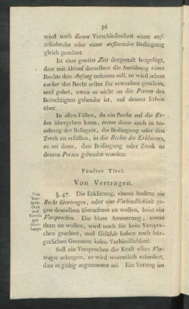 Fünfter Titel. Von Verträgen