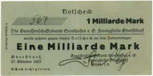 Geldschein / Notgeld, 1 Milliarde Mark, 27.10.1923
