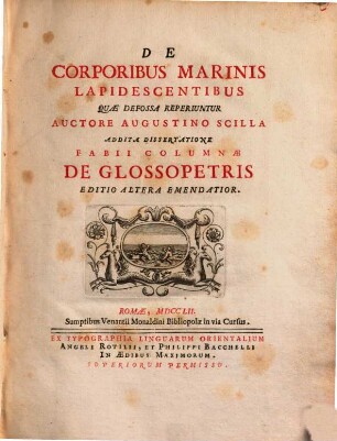 De Corporibus Marinis Lapidescentibus Quae Defossa Reperiuntur