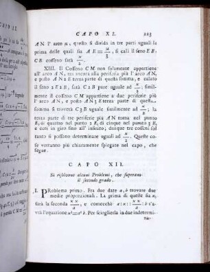 Capo XII. Si risolvano alcuni Problemi, che superano il secondo grado.