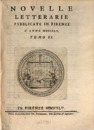 Novelle letterarie, pubblicate in Firenze. 6. 1745