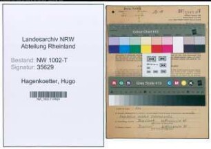 Entnazifizierung Hugo Hagenkoetter , geb. 31.08.1909 (Kaufm.Angest.)