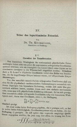 XV. Ueber das logarithmische Potential.