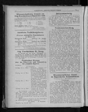 Aerztliche Fortbildungskurse im Altonaer städtischen Krankenahause im Weinter 1918.