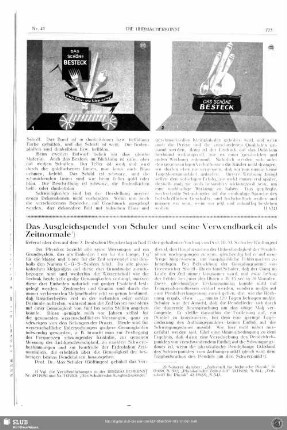 Das Ausgleichspendel von Schuler und seine Verwendbarkeit als Zeitnormale