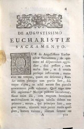 Dissertatio de augustissimo eucharistiæ sacramento et sacrificio