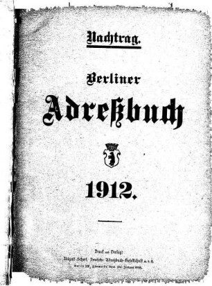 Nachtrag Berliner Adreßbuch 1912