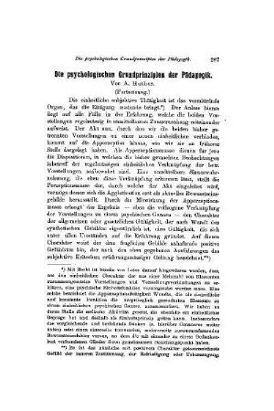 Die psychologischen Grundprinzipien der Pädagogik : (Fortsetzung)