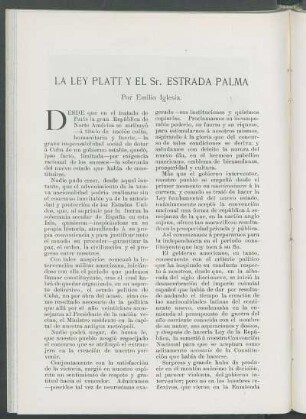 La Ley Platt y el Sr. Estrada Palma.