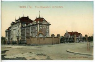 Hartha. Neue Bürgerschule mit Turnhalle