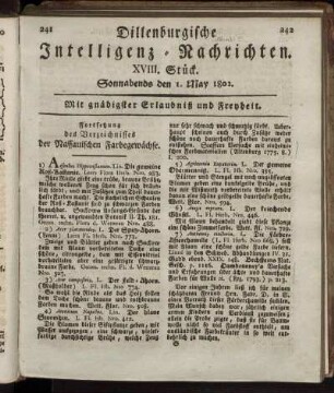XVIII. Stück... den I. May 1802 - XXII. Stück... den 29. May 1802.
