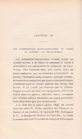 Chapitre III. Les compétitions Russo-Japonaises en Corée la guerre. Le protectorat