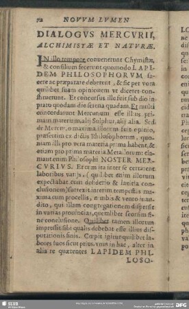 Dialogus Mercurii, Alchimistae Et Naturae