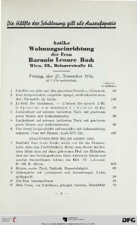Freitag, den 27. November 1936, ab 3 Uhr nachmittags (Nr. 1-275)