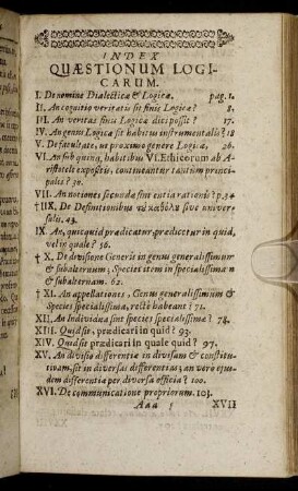 Index Quæstionum Logicarum.