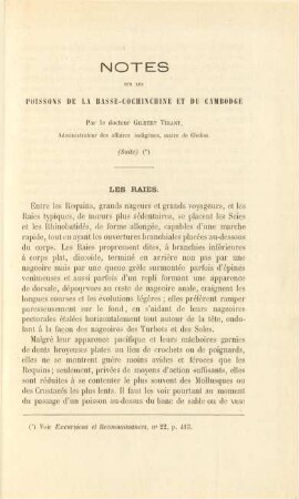 Notes sur les poissons de la Basse-Cochinchine et du Cambodge par le docteur Gilbert Tirant, ...