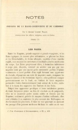 Notes sur les poissons de la Basse-Cochinchine et du Cambodge par le docteur Gilbert Tirant, ...