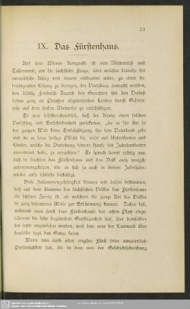 IX. Das Fürstenhaus