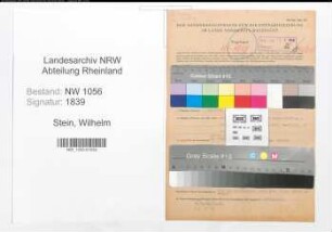 Entnazifizierung Wilhelm Stein , geb. 12.06.1906 (Architekt)