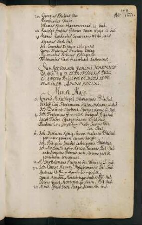 Sommerhalbjahr 1661. Rektorat Johann(es) Grave/Gravius