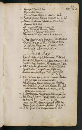Sommerhalbjahr 1661. Rektorat Johann(es) Grave/Gravius