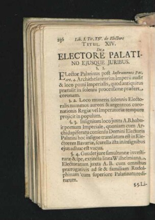 Titul. XIV. De Electore Palatino Eiusque Iuribus.