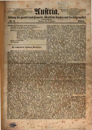 Austria : Archiv für Gesetzgebung und Statistik auf den Gebieten der Gewerbe, des Handels und der Schiffahrt, 1854,1