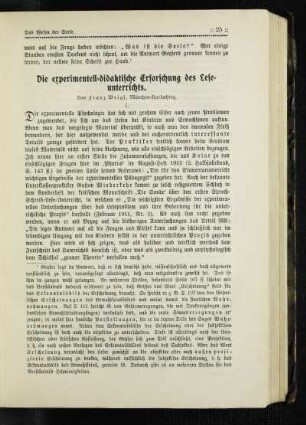 ¬Die¬ experimentell-didaktische Erforschung des Leseunterrichts