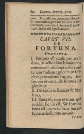 Caput VII. De Fortuna.