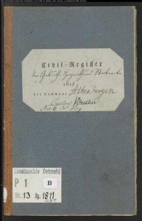 Zivilstandsregister der katholischen Gemeinde Altenbergen, Kreis Höxter (GHT 1811) (Gemeinde: Katholische Gemeinde Altenbergen, Kreis Höxter)