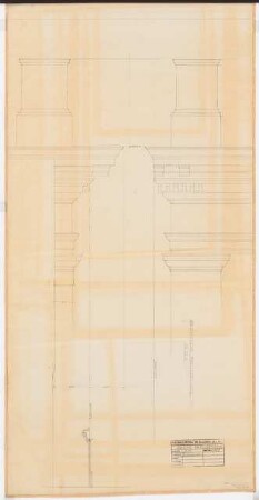 Reichsluftfahrtministerium, Berlin: Gesims Preußenhaus: Ansicht, Schnitt 1:10