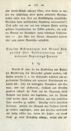 Einzelne Bestimmungen des Wiener Kongresses über Volksvertretung und nationale Regierungs-Formen