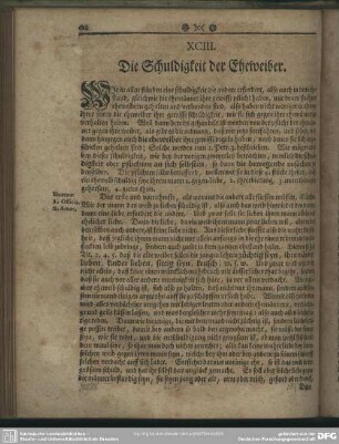 XCIII. Die Schuldigkeit der Eheweiber